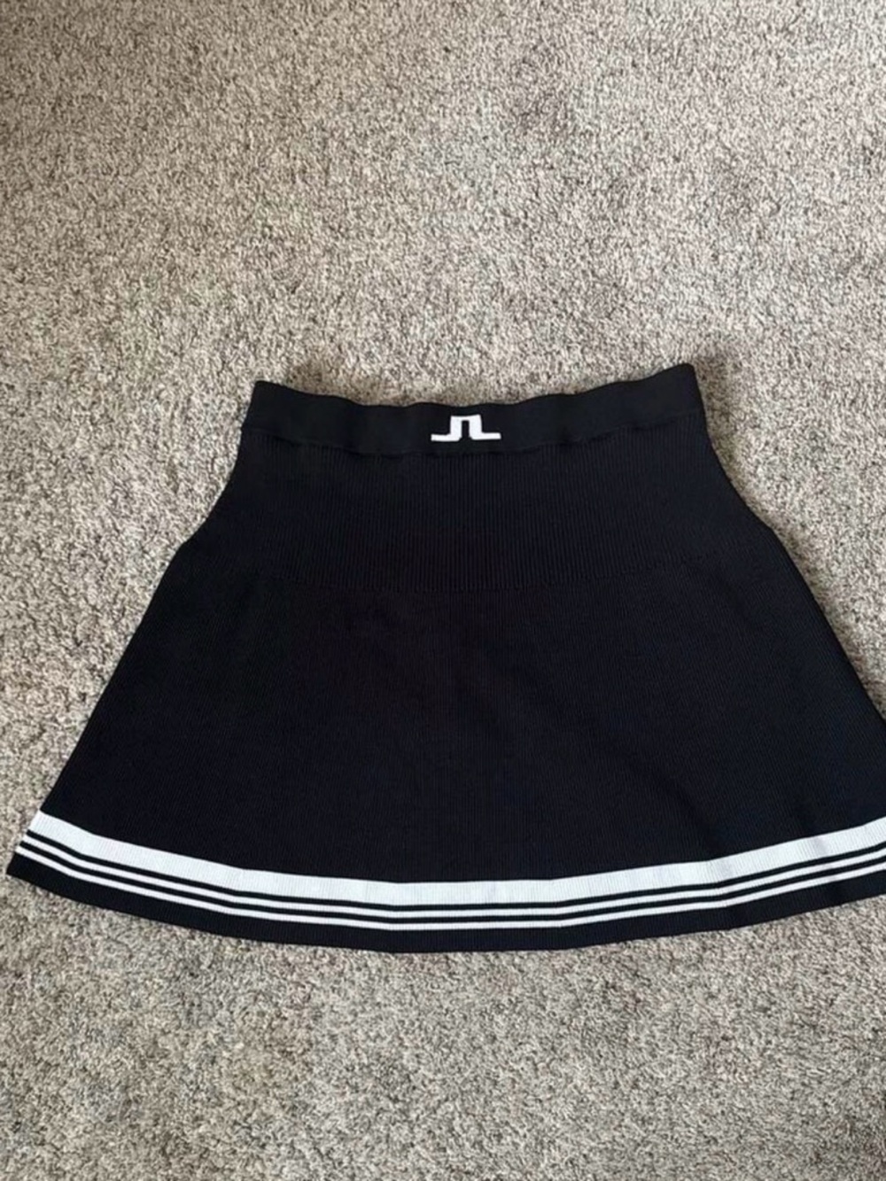 J.Lindeberg Frida Knit Skirt Black White Stripe Athletic Tennis Golf Size L